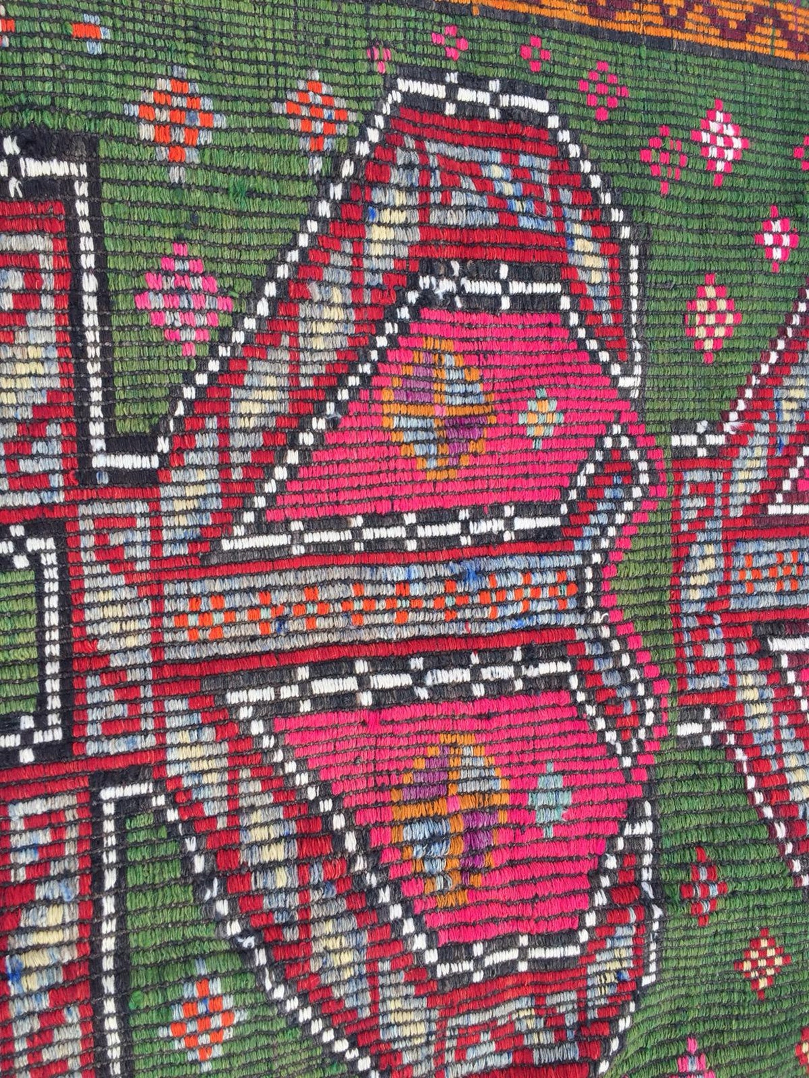 High Quality Kilim Runner Green and Pink Kilim Rug Bohemian Etsy