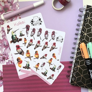 stickerSheet Kolibri - Hummingbird - Kolibri - für Planer, Kalender, Journal, Scrapbooks & mehr! ][ Stationery