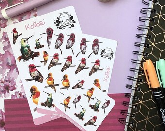 stickerSheet Kolibri - Hummingbird - Kolibri for Planner, Calendar, Bullet Journal, Scrapbooks & more! ][ Stationery