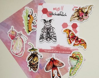 stickerPack  Møll • Moth • Motten / for Laptop, Journal, Sketchbooks & more! ][ handmade