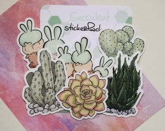 stickerPack / Succulent / Set aus 8 Vinyl-Stickern / für Lap-top, Journal, Sketchbooks & mehr! ][ Stationery