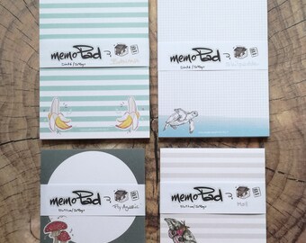 memoPads in 9.7x9.7cm & DinA6 - møll - fly agaric - Banana - Skilpadde  ][ Stationery
