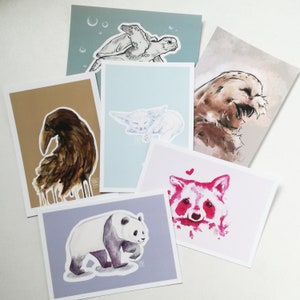 Cartes Postales / Cartes de Voeux - Dyr • Animaux • Animaux [ Panda, Raton Laveur, Fennec, Corbeau, Hibou, Skilpadde ] ][Papeterie