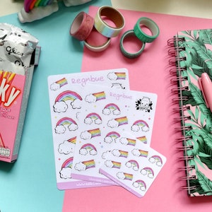 stickerSheet Regnbue - Rainbow - Regenbogen for Planner, Calendar, Bullet Journal, Scrapbooks & more!