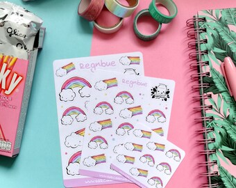 stickerSheet Regnbue - Rainbow - Regenbogen for Planner, Calendar, Bullet Journal, Scrapbooks & more!