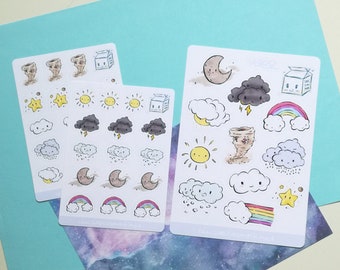 Journal stickerSheet Vær - Weather - Wetter für Planer Kalender Bullet Journal ][ Stationery
