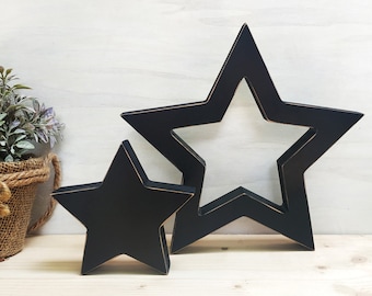 Rustic Wooden Stars set, Freestanding wood star, Christmas Decorations, Distressed stars decor