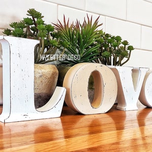 Letras rústicas de AMOR, letrero de amor independiente con colores personalizados, decoración de mesa de boda