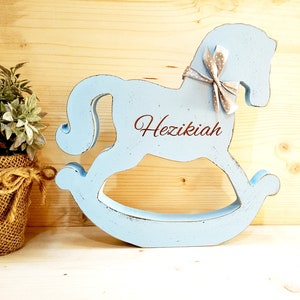 Personalized Rocking Horse kids room decor, Custom name horse decoration, Rocking Horse nursery decor, baby nursery rocking horse wood shape