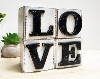 LOVE block letters, Wooden Love Sign, Wooden Love Blocks, Shelf Sitter Blocks, Wedding Decor, Stacking Love Blocks Cottage Chic