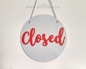 Big open closed wooden sign, open close business signs, boutique rounded sign, Wood Open Closed Shop Sign