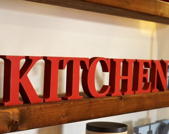Kitchen wood letters sign, Freestanding Kitchen letters, Farmhouse kitchen gift, Kitchen decor gifts for her