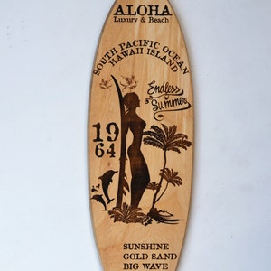 Surfboard wall art Aloha sign, surfer gift