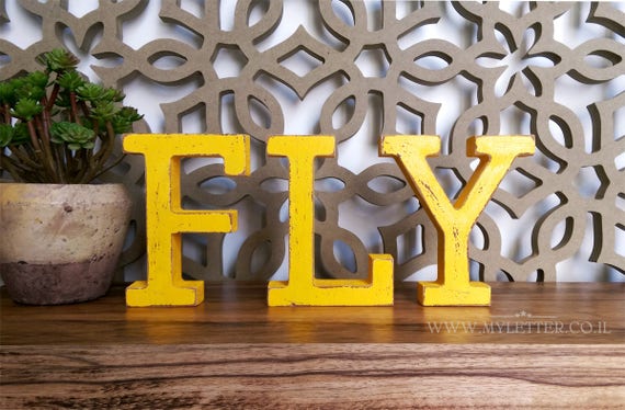Fly Free Standing Letters Fly Wood Letters Wooden Fly Etsy