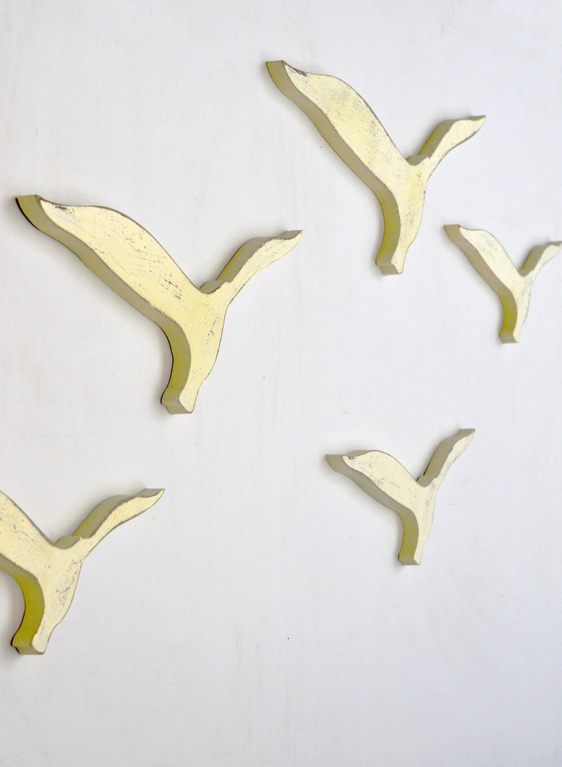Bird Wall Art Set Flying Birds Wall Decor Wood Seagull Wall Etsy