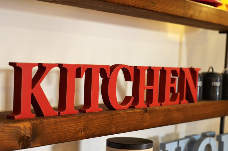 Kitchen Wood Letters Sign Freestanding Kitchen Letters | Etsy