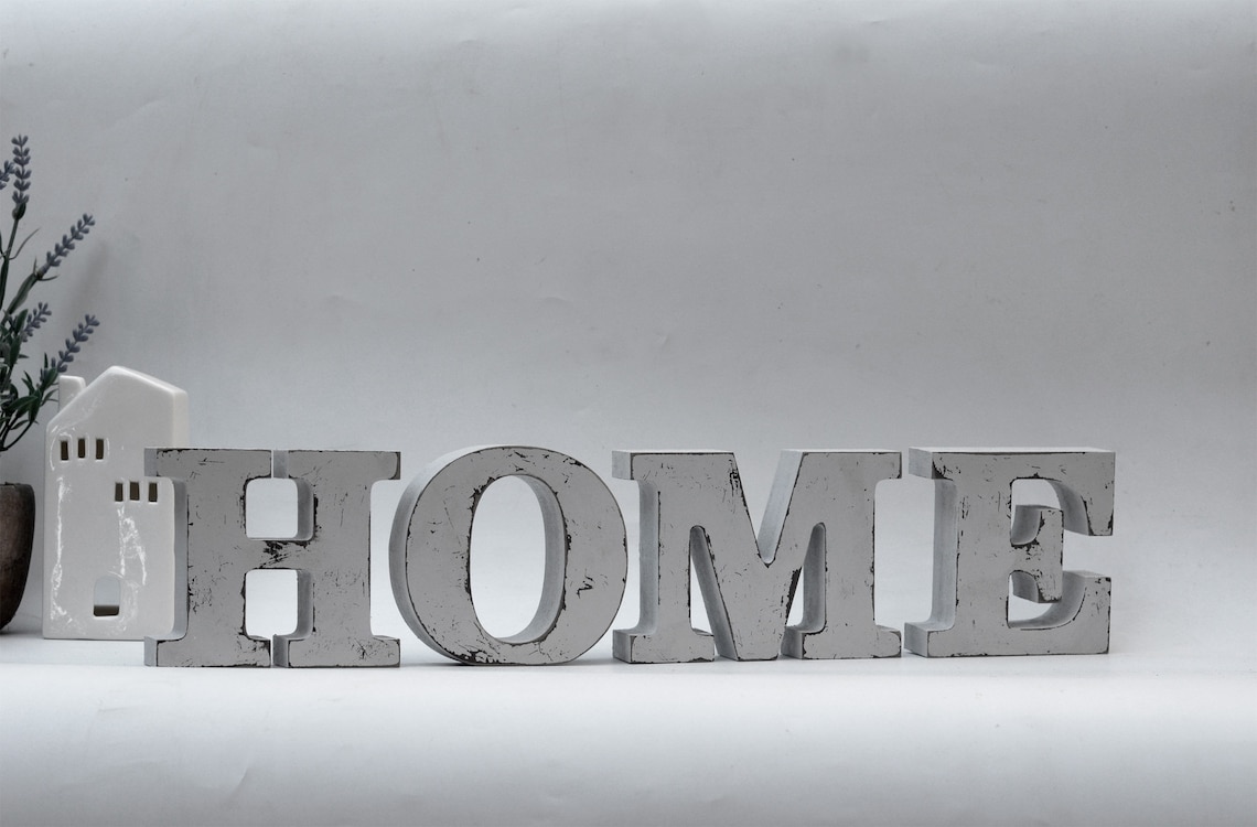 HOME Rustic Letters Freestanding Home Sign Home Wooden Sign Etsy