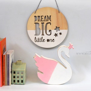 Swan princess nursery decor nursery swan wooden swan baby room decor image 3