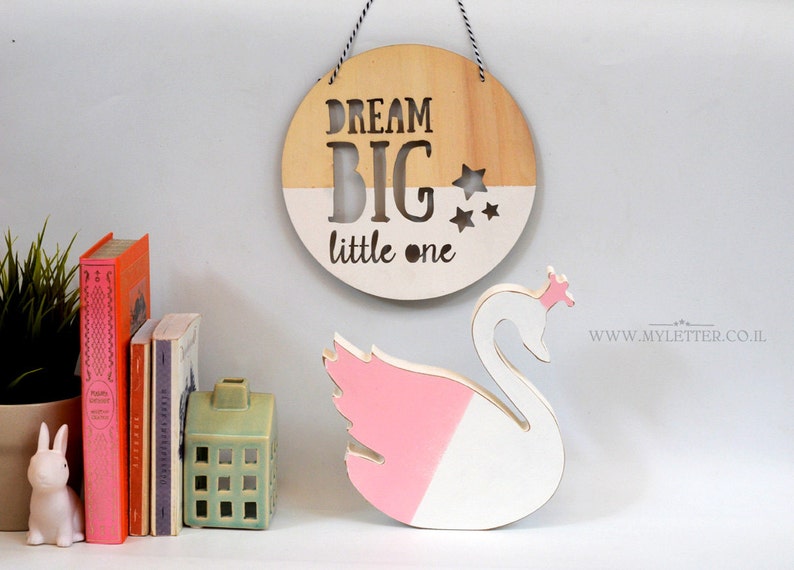 Swan princess nursery decor nursery swan wooden swan baby room decor image 3