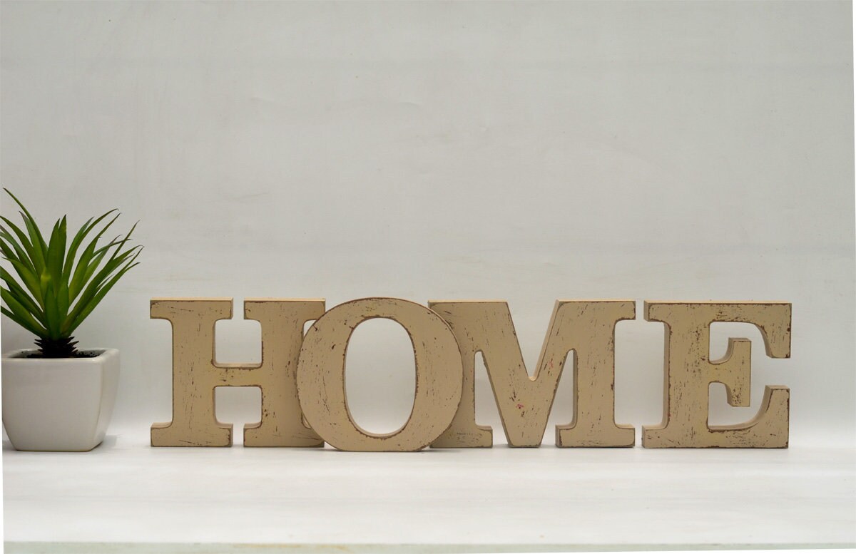 HOME wooden letters Stand Alone Home Sign Rustic Home Sign Etsy