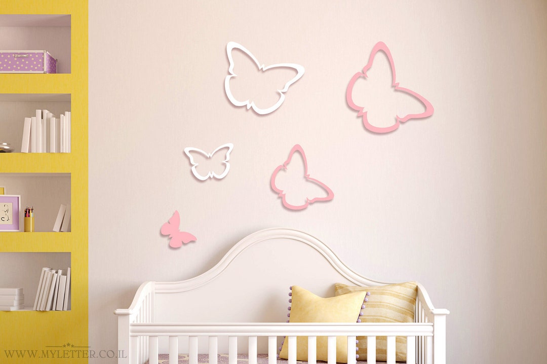 Set of 5 Butterfly Wall Art | Wall Butterflies Nursery Decor ...