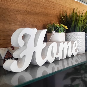 Letras de madera independientes para "HOME", letrero independiente para el hogar, decoración rústica para el hogar, letrero rústico de madera para el hogar, palabras para estantes de madera