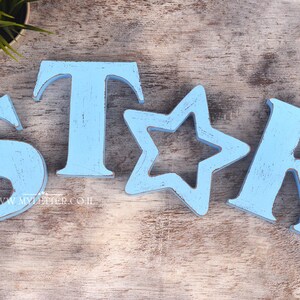 Letras de madera independientes STAR / letras para guardería / letras de madera STAR / letras de pie
