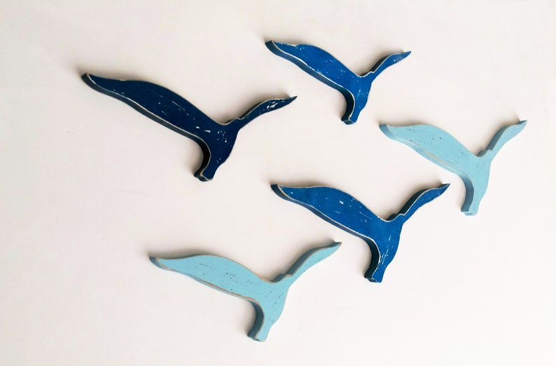 Bird Wall Art Set Flying Birds Decor Wood Seagull