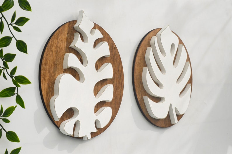 Monstera Leaf Wall Decor Wood Modern Sign Tropical Decor | Etsy
