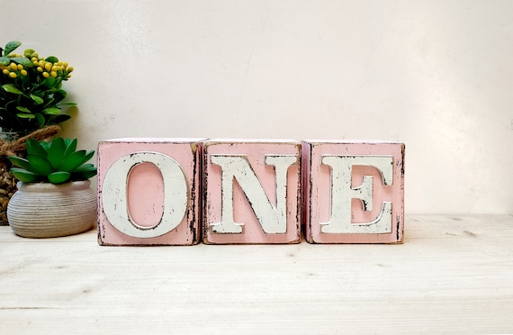 Freestanding wooden letters ONE standing wooden sign photo prop for first  birthday | First birthday decoration | Blue one wooden letter table sign  for