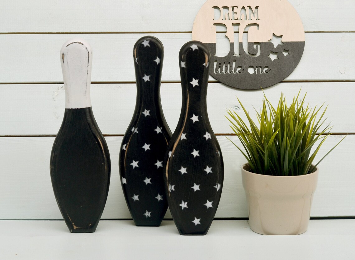 Wood Bowling Pins Decor Wooden Bowling Decoration Rustic Etsy Australia