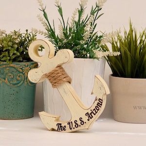 Custom engraved wooden anchor, Nautical Wedding decor, personalized gift for friend, Wooden anchor, Wedding Gifts, Nautical gift