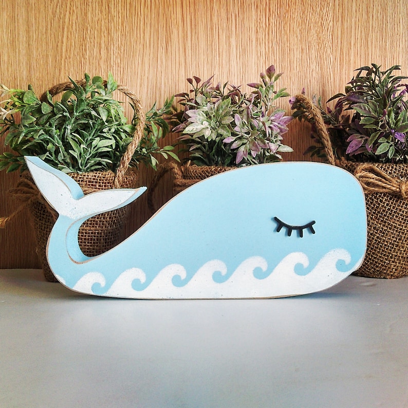 Wooden Whale Nursery Decor Freestanding Sleepy Whale Shape Etsy UK