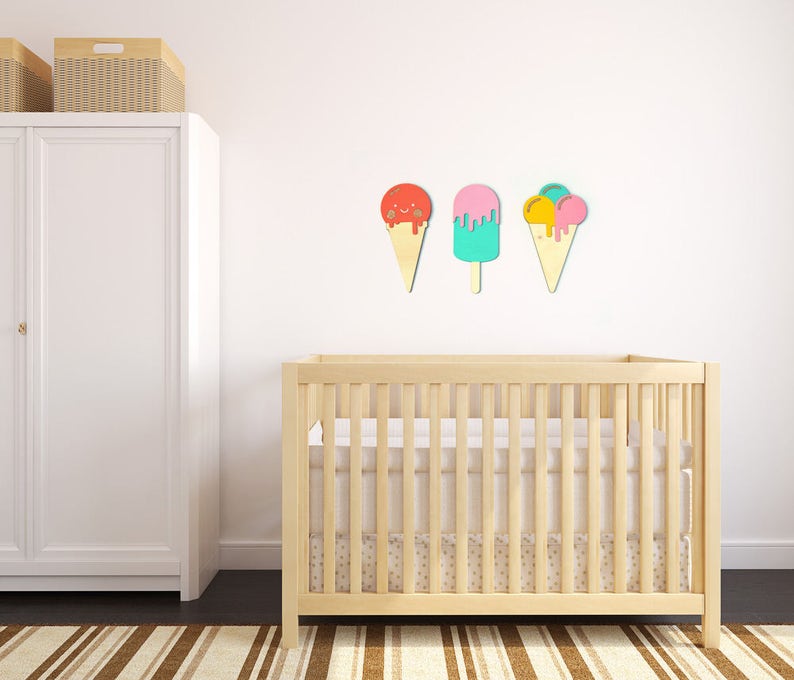 Ice Cream Wall Art Wooden Ice Cream Nursery Ice Lolly Etsy