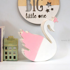 Swan princess nursery decor nursery swan wooden swan baby room decor image 1