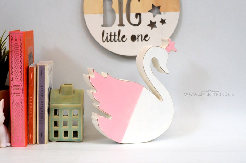 Swan princess nursery decor nursery swan wooden swan baby room decor image 1