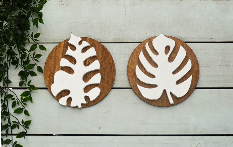 Monstera Leaf Wall Decor Wood Modern Sign Tropical Decor | Etsy