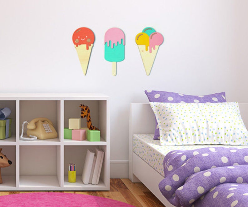 Ice Cream Wall Art Wooden Ice Cream Nursery Ice Lolly Etsy Canada