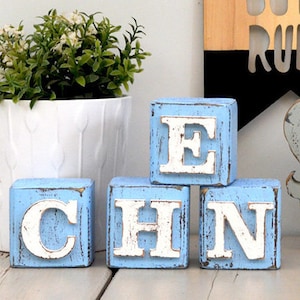 Bloques de letras personalizados / Decoración de guardería / Bloques de madera / Bloques con nombre de bebé / Bloques del alfabeto / Letras de bloque de madera personalizadas Nombre de guardería