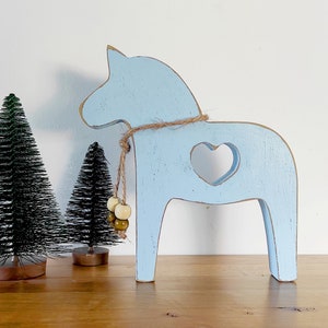 Wooden Dala Horse Scandinavian Decor, Swedish Freestanding Dala Horse, Norwegian Fjord Horse Gifts Home Decoration