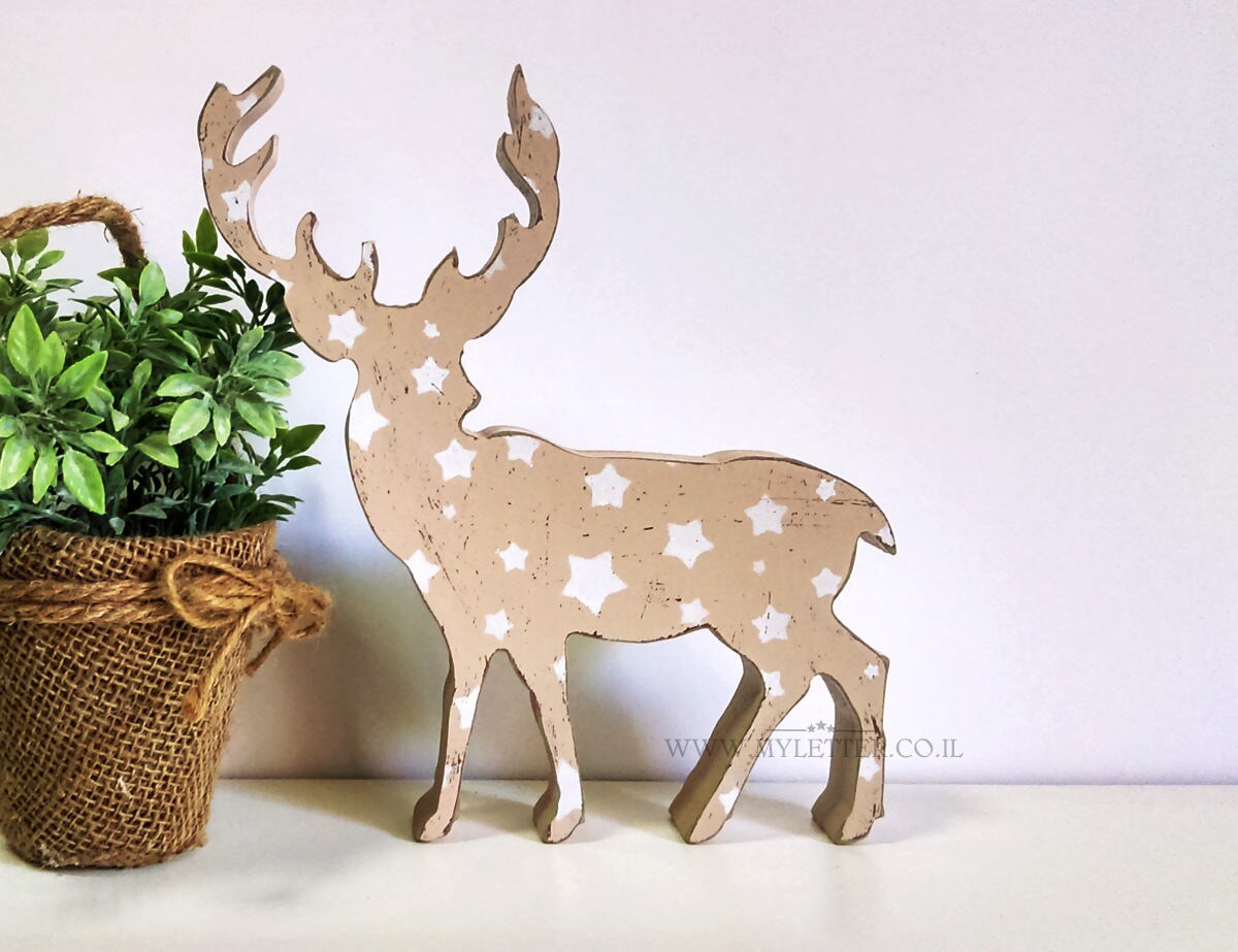 Ciervode madera Decoraciones de Navidad ciervo rústico de | Etsy