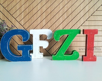 Personalized letters, Custom Wooden Rustic letters, nursery name sign, Personal Free standing letters, Painted letters