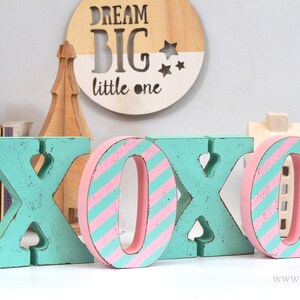 Letras de madera XO / Letrero para habitación infantil / Letras de madera XOXO / Letras para habitación infantil / Letras de madera XOXO / Letras independientes