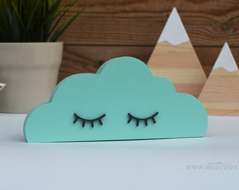 Sleepy eyes cloud shelfie | cloud shelf decoration | nursery cloud | wooden cloud | Kids room decor | cloud shape | nursery decor