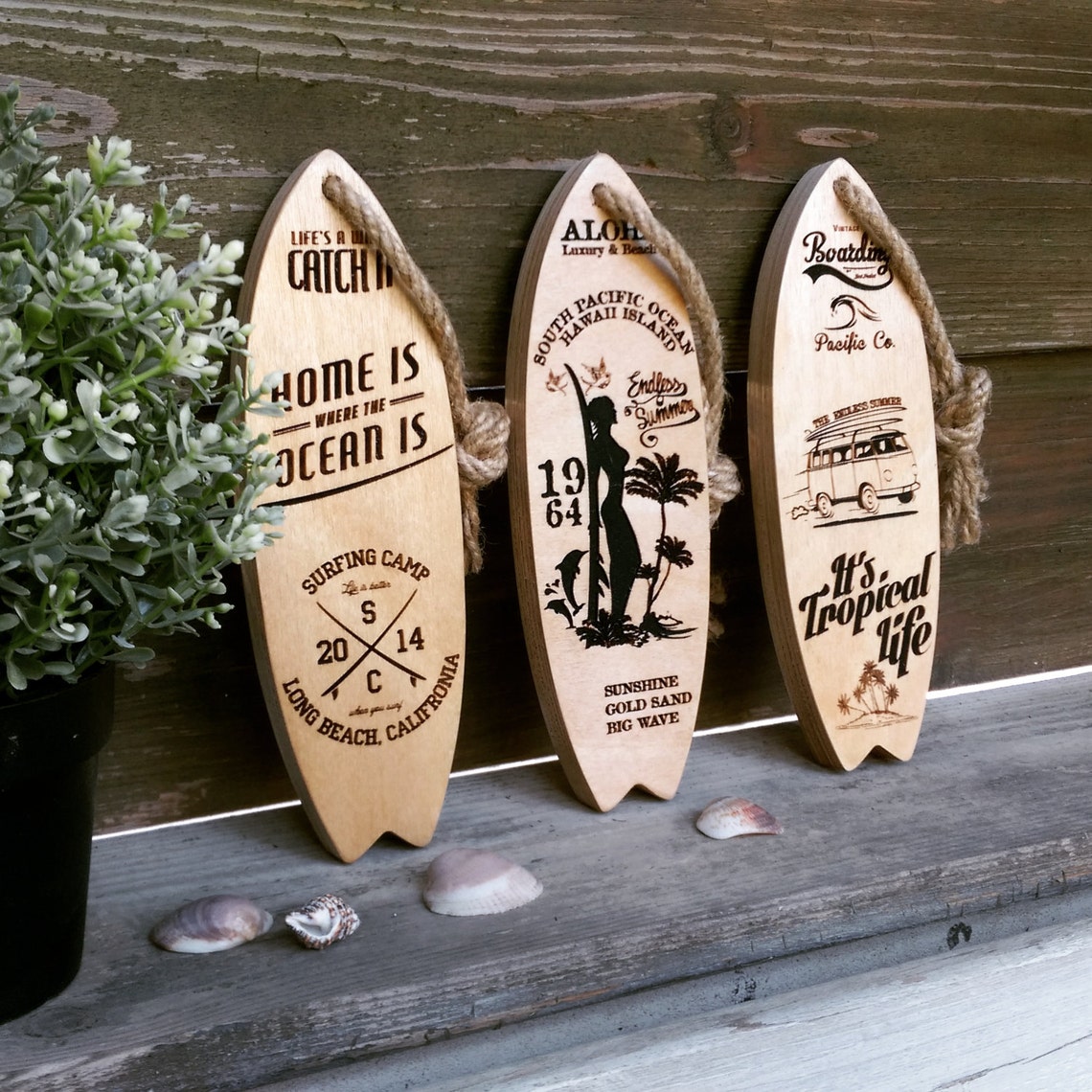 Set of 3 Surfboard wall art nautical wall decor surfboard Etsy