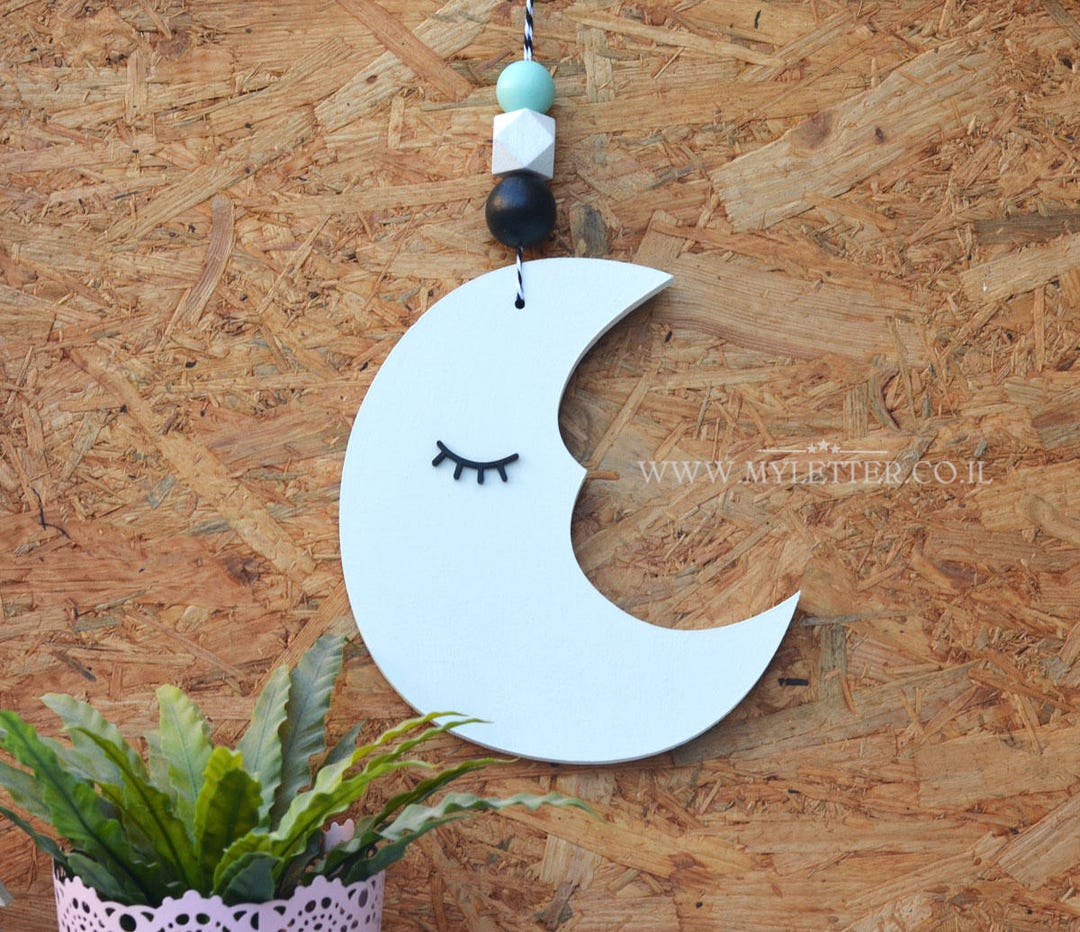 Wooden Moon Nursery Wall Decor Moon Wall Decor Newborn Gift Kids Room Decor Etsy