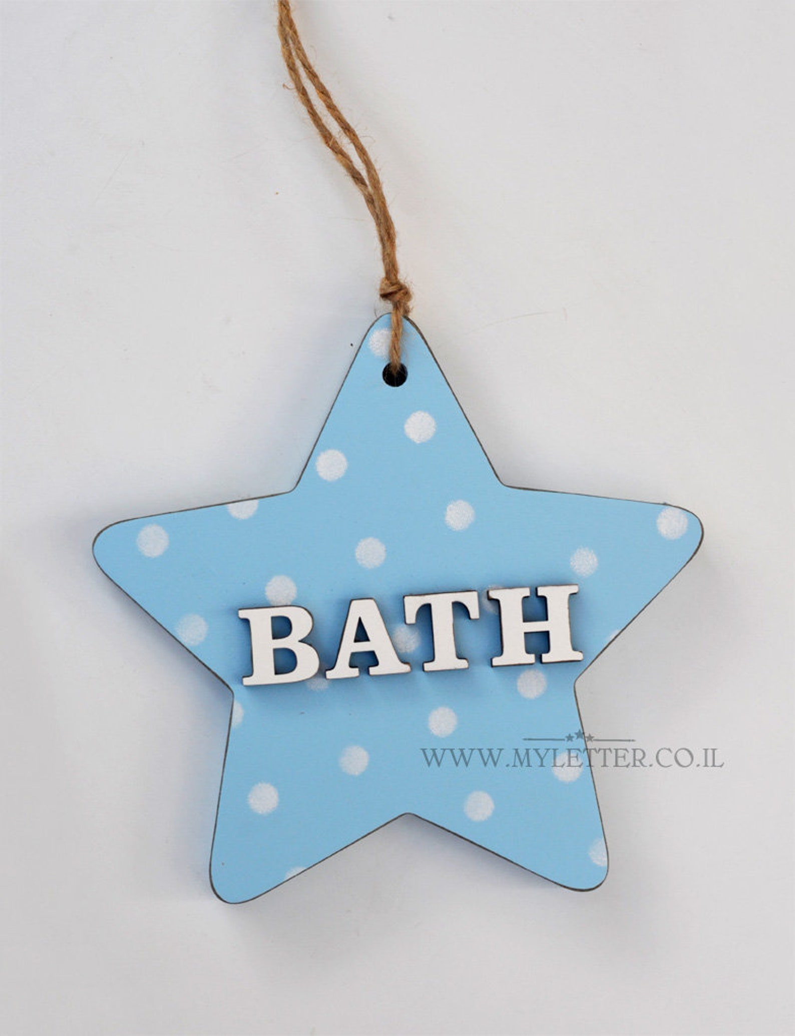 Star Shaped Bathroom Door Sign Bath Polka Dots Wall Decor Etsy