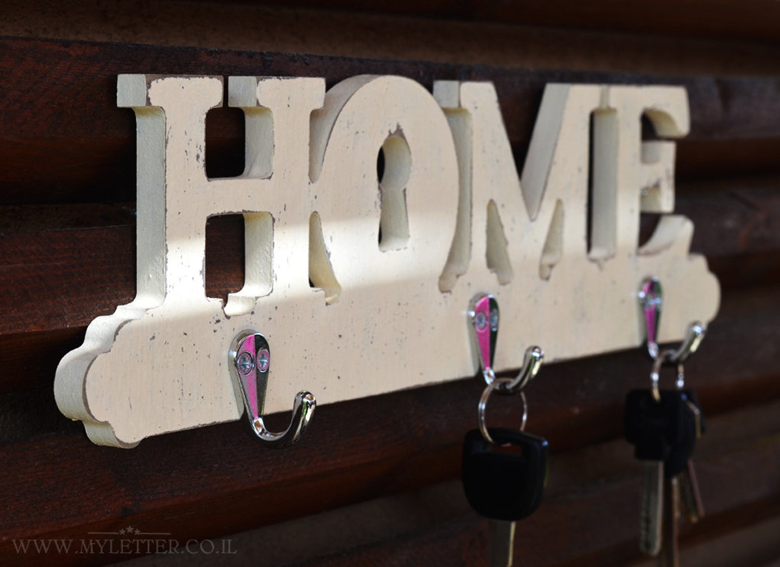Key Holder, Wooden Letter Key Rack, New House Housewarming Gift, Key ...