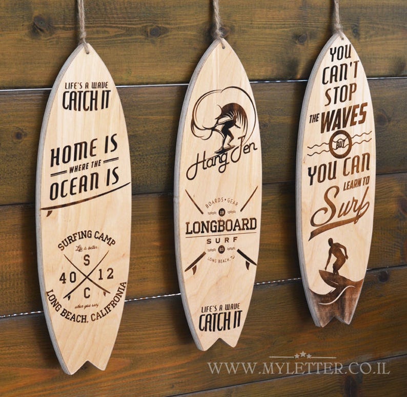 Surfboard Wall Decor Sea Design Surfing Gift Beach Cottage | Etsy