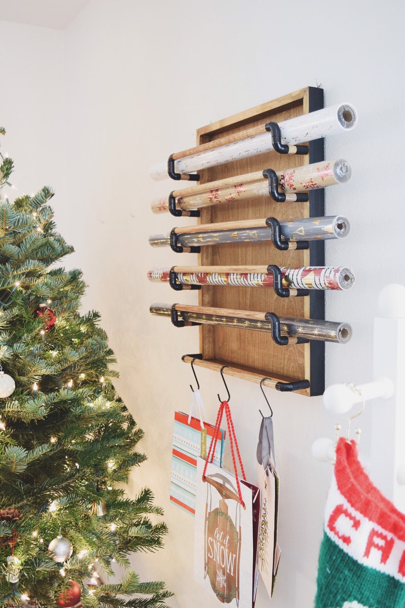 Wall Mounted Wrapping Paper Holder Gift Wrap Holder Wrapping Etsy